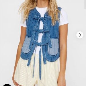 Nasty Gal Reversible Quilted Denim Gilet Vest – Size 6 (US) – New w/ Tags